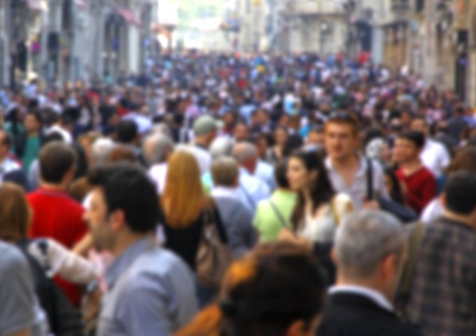 Blurred crowd of unrecognizable people
